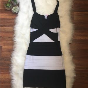 Black and white bandage dress